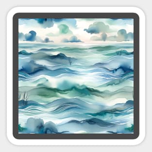 Tranquil Tides Watercolor Ocean Sticker